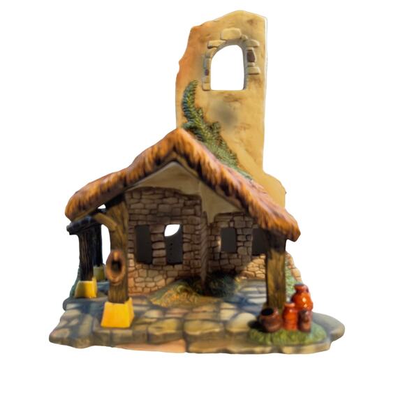 Grandeur Noel 2001 Bethlehem Villag 2 Story House O'Well Porcelain Light NOT Inc - Picture 1 of 14